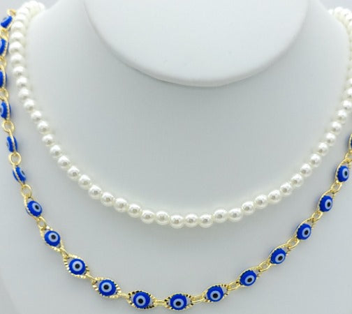 Evil Eye & Pearl Necklace Pack