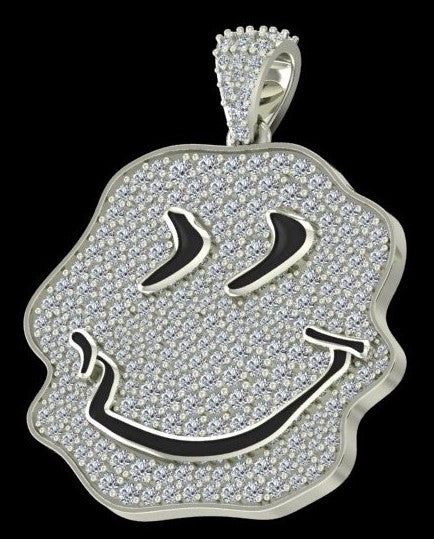 Iced Out Squiggly Smiley Pendant