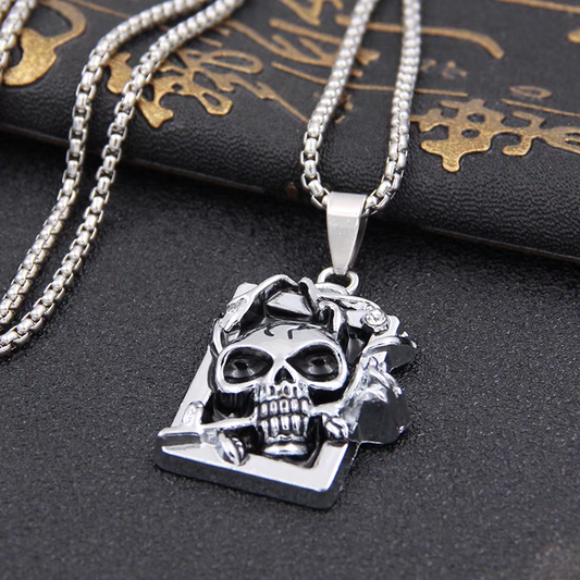 Stainless Steel Skull Dog Tag Chain