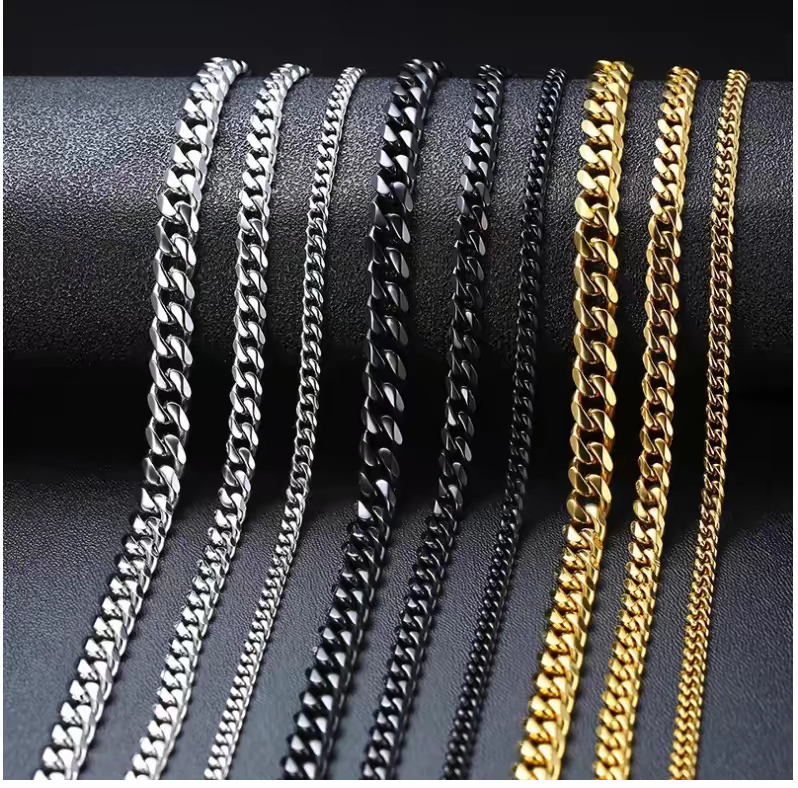 Stainless Steel Gold Cuban Chain