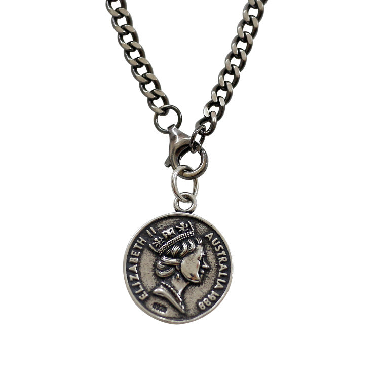 Queen Elizabeth Portrait Coin Necklace