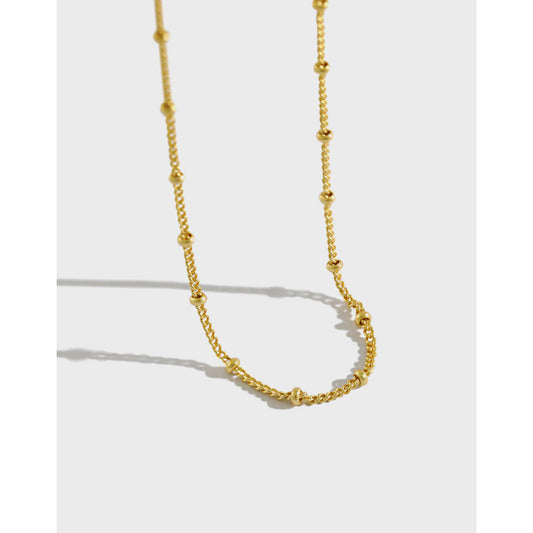 Simple Curb Chain with Beads Necklace