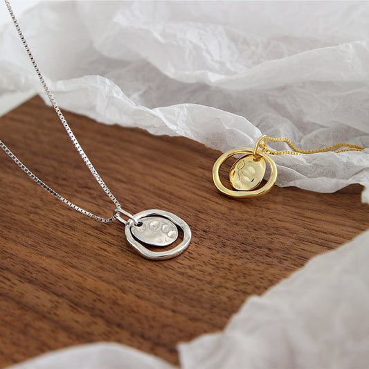 Hammered Double Circle Necklace