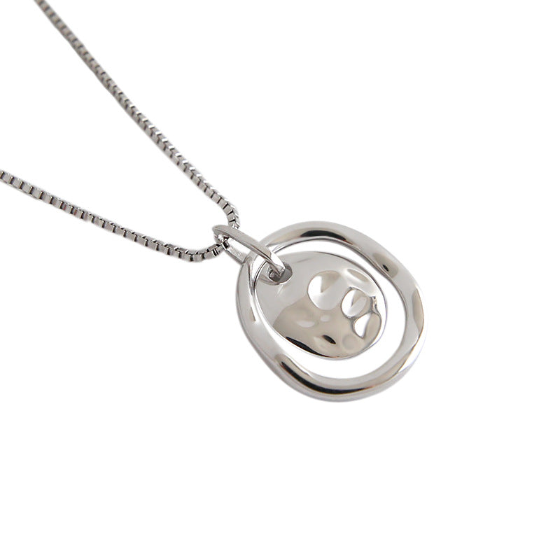 Hammered Double Circle Necklace