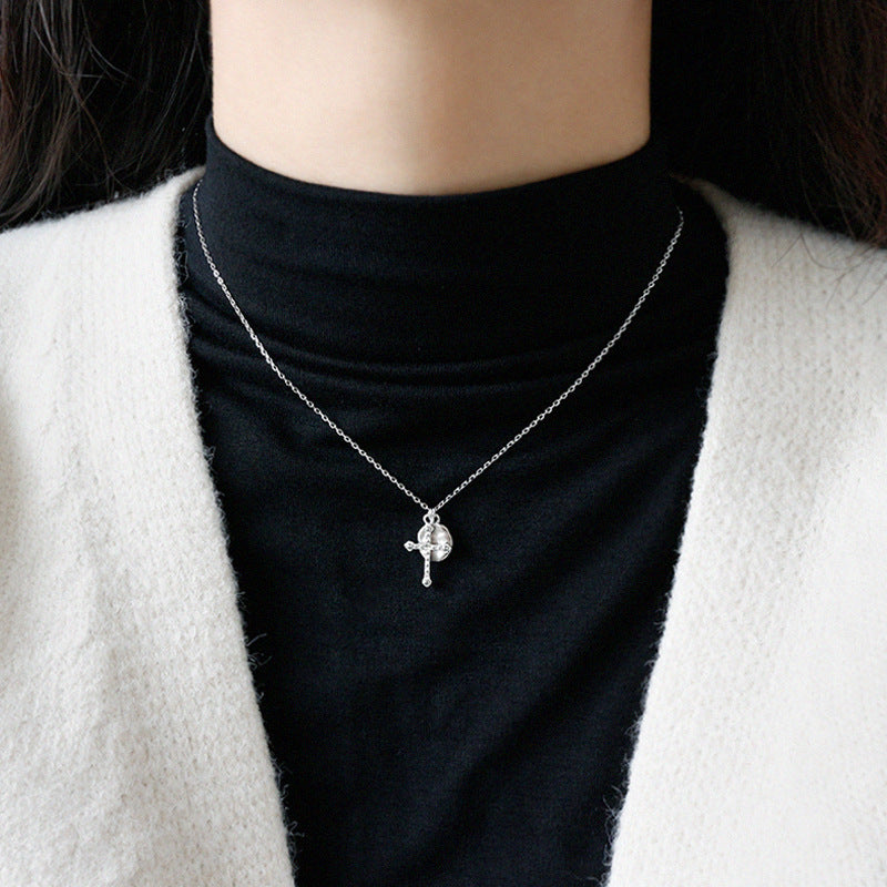 Round Cross with Geometry Necklace