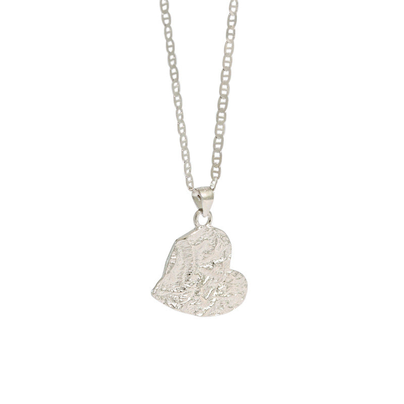 Hammered Heart Pendant with Pig Nose Chain