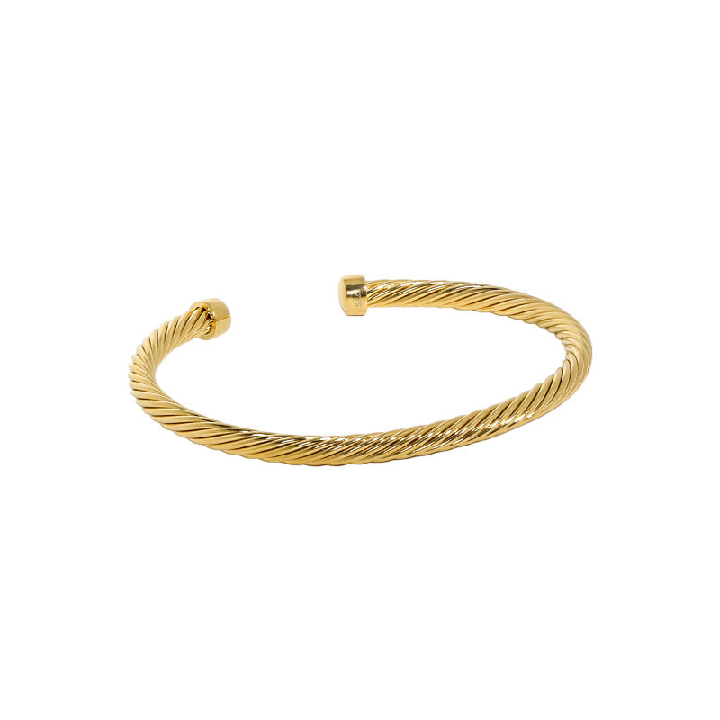 Minimalist Twisted Open Bangle