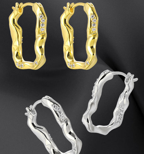 Irregular Geometry U Shape Hoop Earrings