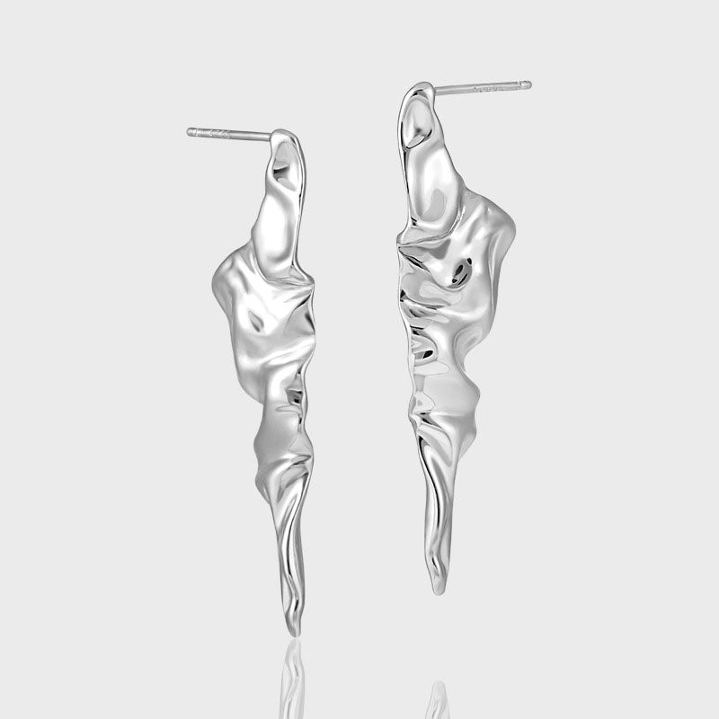 Irregular Pleating Dangling Earrings