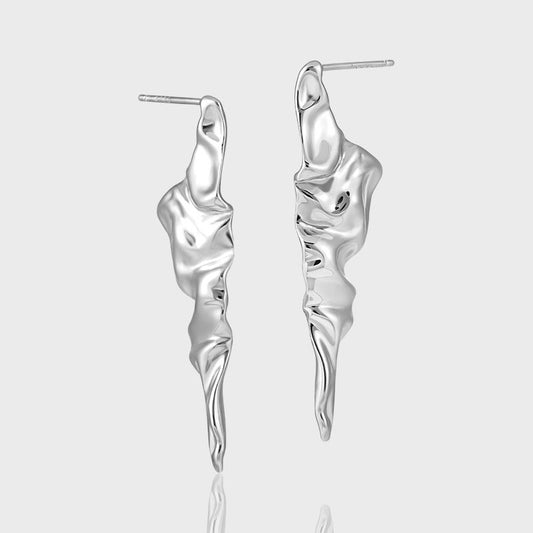 Irregular Pleating Dangling Earrings