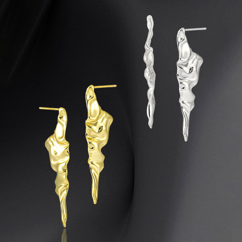 Irregular Pleating Dangling Earrings