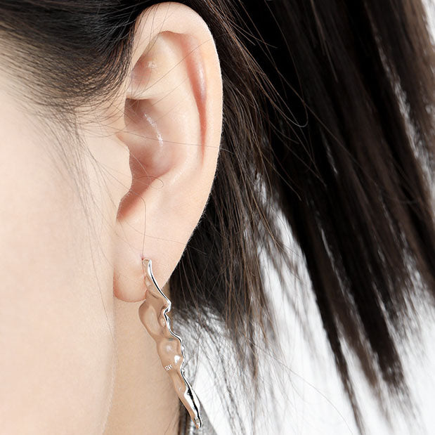 Irregular Pleating Dangling Earrings