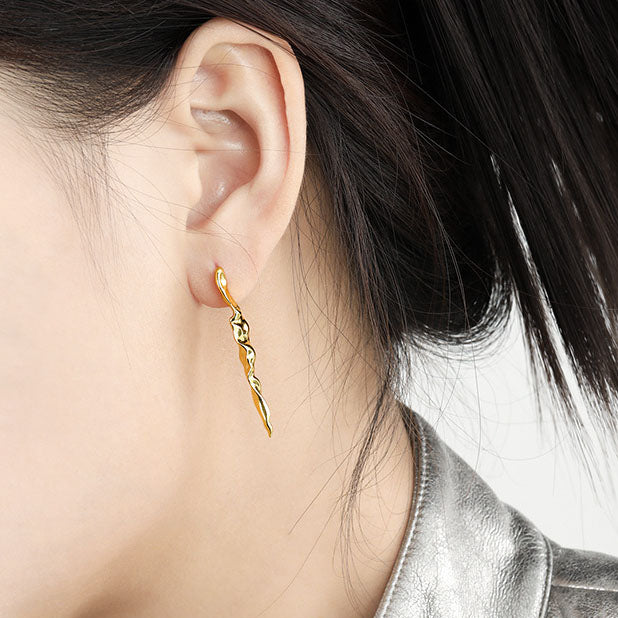 Irregular Pleating Dangling Earrings